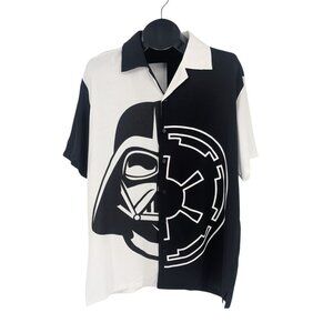 Star Wars Darth Vader Button Up Shirt Y2K Retro Sci Fi Streetwear Split Size M